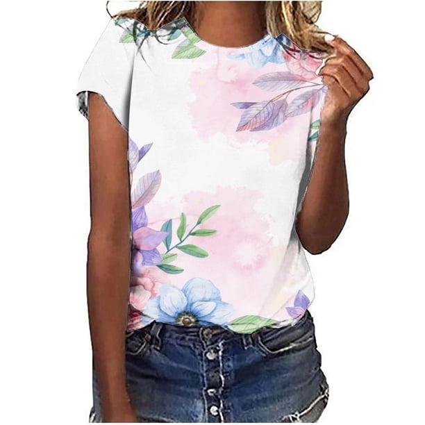 Fiudx Ofertas y Liquidaciones Blusa Informal con Estampado de Media Manga para Verano para Mujer