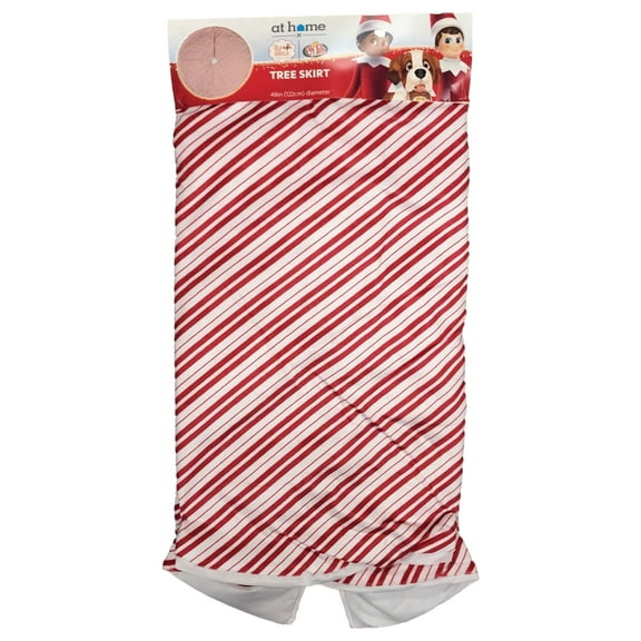 Velvety Red & White Candycane Stripe Elf Themed Holiday Christmas Tree Skirt 48"