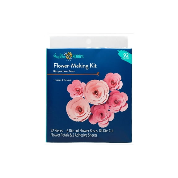 Hello Hobby Pink Paper Flower Craft Kit, 90 Pieces Adult, Unisex
