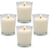 NeoMart - 4 Packs Unscented White Votive Candles in Glass, 2 Inch Natural Soy Wax Scentless Candles for Christmas Wedding Party Home Decor Holidays Relaxation Spa, 12-15 Hour Burning Time