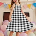 thumbnail image 2 of Annhoo Girls' Summer Tank Dresses Casual Plaid Sleeveless Round Neck Button with Pockets A-Line Dresses 2-12 Years, 2 of 8