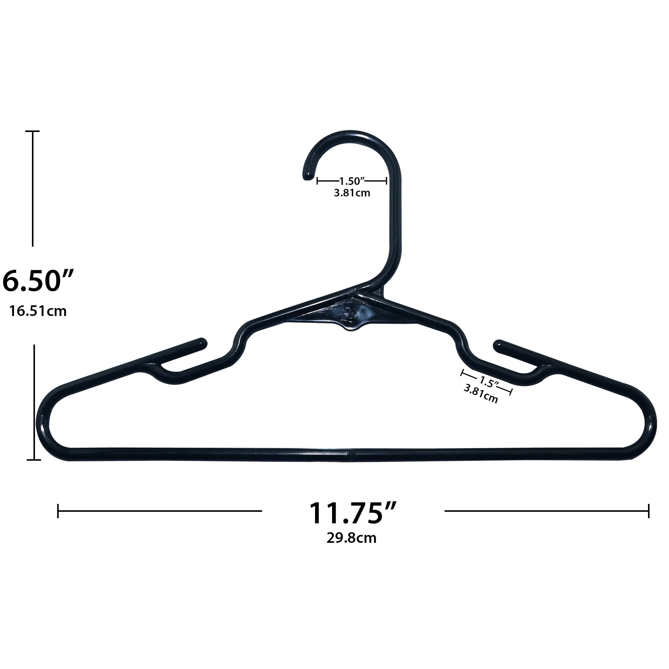 ClosetSelect Children's Hanger for Any Clothing Type, Black 30 Count