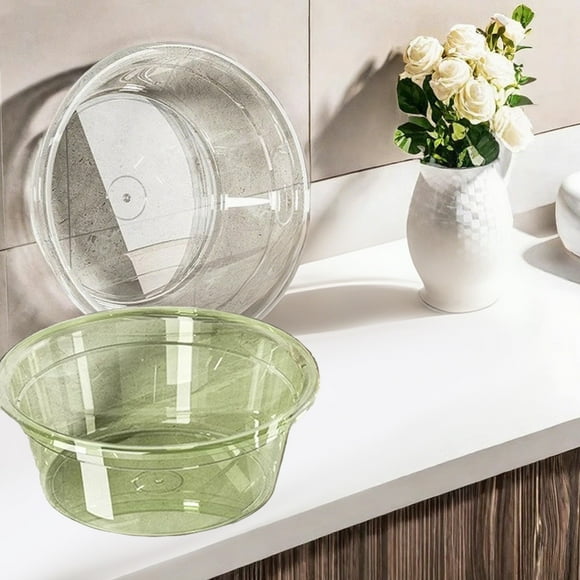 Bañera de lavabo de plástico | Cuenca redonda clara y engrosada | Cuenco portátil para remojo y limpieza facial, baño de pies, cocina, baño | 9x6,6x3,5 pulgadas | 1 Pieza | Recipiente de plástico