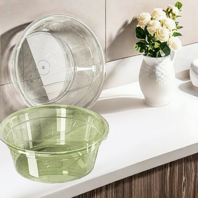 Lavabo De Plástico Lavabo portátil de plástico verde, redondo y grueso, ideal para lavar la cara, los pies o para la cocina y el baño (1 pieza). Rkxzt