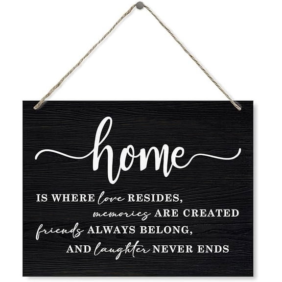 Home Sign Home is Where Love Resides Farmhouse Wood Sign Decorative Wood Plaque for Hanging Welcome Home Decor Front Door Decor for Porch Entryway Decor Family Room Decor Warm Home Decor
