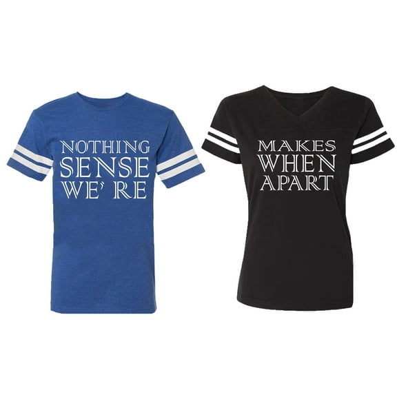 Nothing Sense Makes When A Part Matching Couple Cotton Jerseys (Men Royal / Women Black) (Men S / Women S)