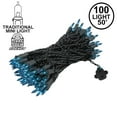 thumbnail image 2 of Novelty Lights Teal 100 Light Incandescent Mini Christmas String Lights Black Wire 50 Feet, 2 of 6