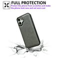 thumbnail image 2 of Designed for iPhone 16 Phone Case, Classic Lightweight PU Leather Back + TPU Frame, Shockproof Protective Anti-falling Ultra Slim Back Case for iPhone 16, Gray, 2 of 6