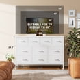 thumbnail image 4 of AOWOS Dresser TV Stand with 10 Drawers Dresser for Bedroom, White Chests of Drawers TV Console with Leather Finish for Living Room Bedroom, 4 of 7