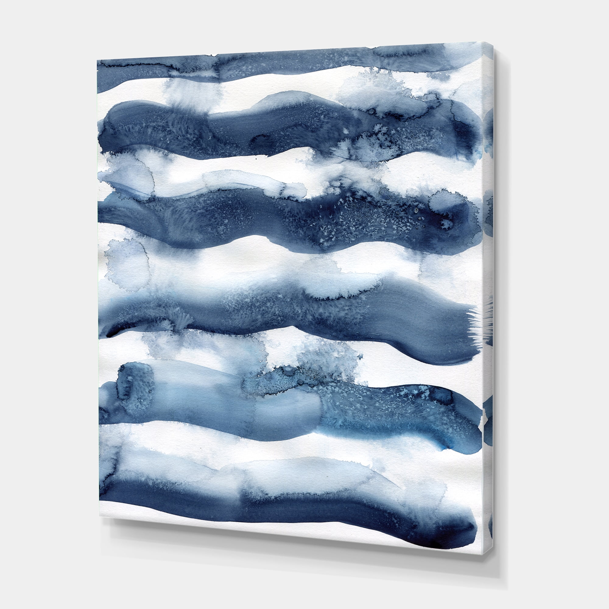 Designart ' Abstract Blue Classic Waves ' Modern Canvas Wall Art Print