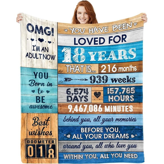 18th Birthday Gifts for Girls - 18th Birthday Decorations for Girl 60"X50" Blanket - Gifts for 18 Year Old Girl- Gifts for Daughter Bestie Sister- 18th Birthday Gift Ideas - 18th Bday Decor