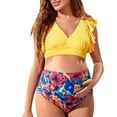 thumbnail image 1 of Traje de baño de cintura alta para mujer Traje de baño con estampado sexy de color en contraste para mujeres embarazadas Fridja nalpqowj61010, 1 of 6
