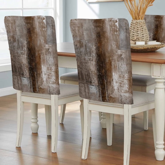 Brown Chair Back Covers, Removable Chair Covers for Dining Chairs Set of 8, Washable Chairs Slipcovers Back Seat Protector for Wedding Party 19"x20"
