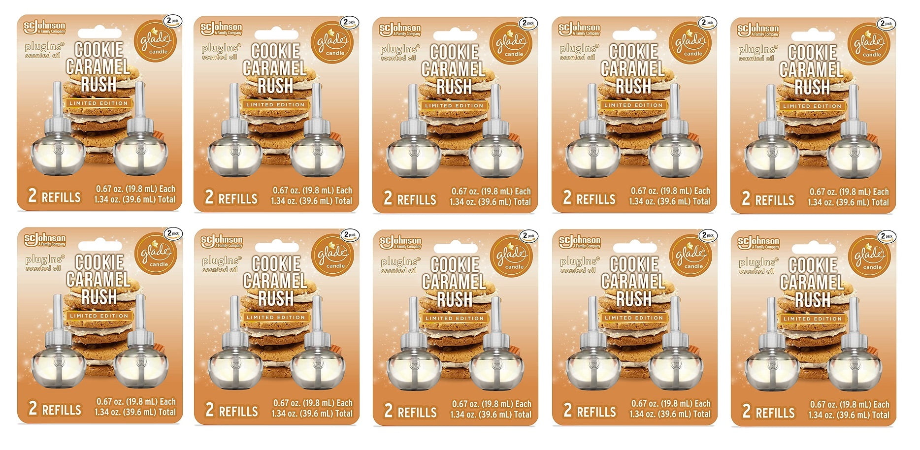Glade PlugIns Scented Oil 20 Refills COOKIE CARAMEL RUSH, Air Freshener, Limited Edition, 20 x