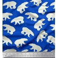 thumbnail image 1 of Soimoi Blue Poly Georgette Fabric Polar Bear Animal Printed Fabric 1 Yard 52 Inch Wide, 1 of 3