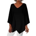 thumbnail image 1 of Yuyuzo Womens Fall Tops V Neck Long Sleeve Irregular Hem Solid Color Basic Pullover Top Tees Blouse Tshirts, 1 of 6