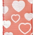 thumbnail image 3 of Flocked Heart Organza Ribbon Wired Edge, 1-1/2-inch, 25-yard, Red, 3 of 4