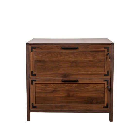 2 Drawer Farmhouse File Cabinet,Filing Cabinet with Lock for Home Office