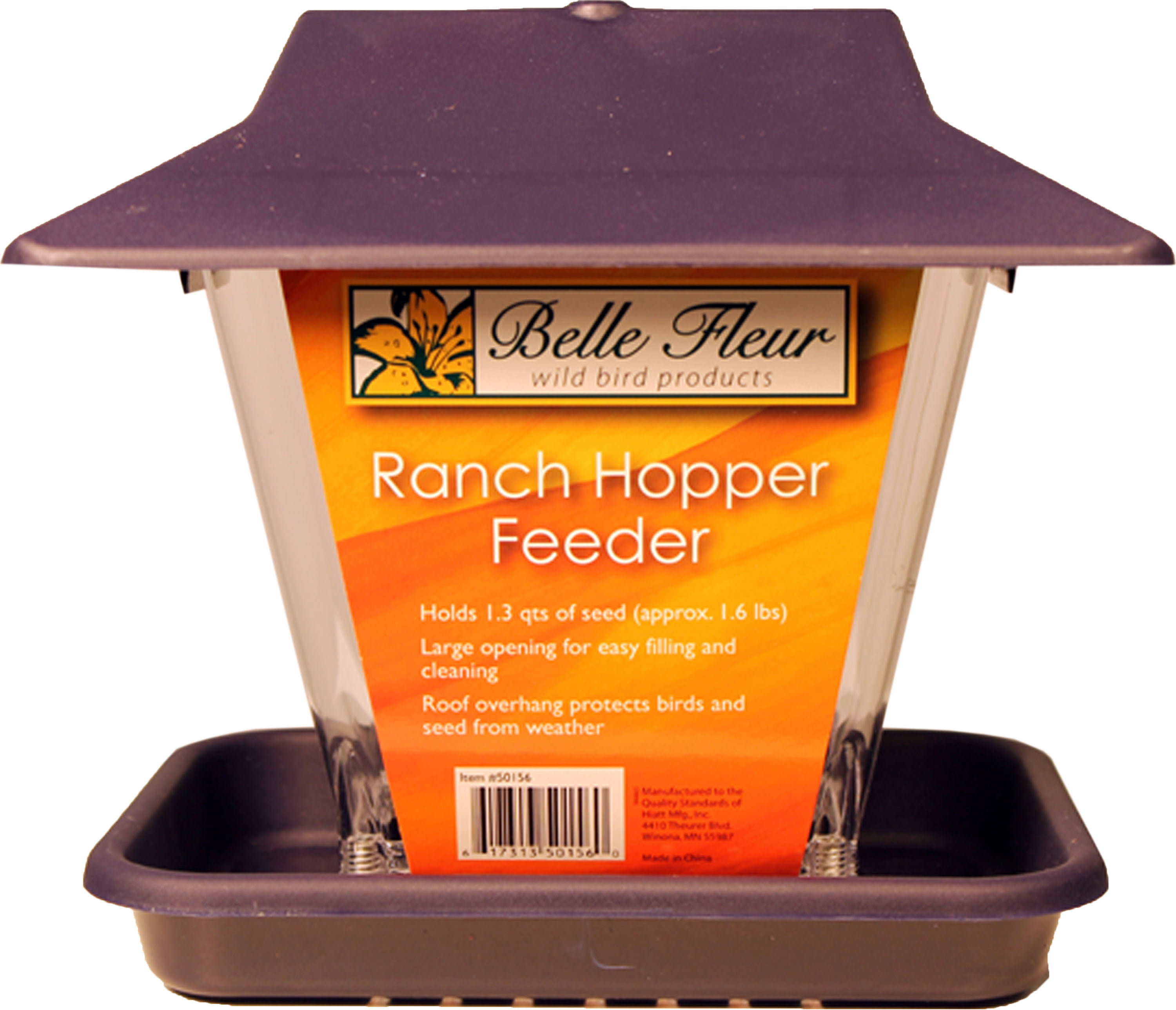 Black 1.6 lb Seed Capacity Belle Fleur Ranch Hopper Bird Feeder with Roof