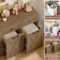 thumbnail image 2 of Homfa 47.2"W Kitchen Sideboard Credenza, Trash Can Cabinets Fits 12.5 Gallon Can, 2 Drawer Wood Buffet Storage Cabinet with Adjustable Shelf, Rustic Brown, 2 of 7