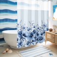 thumbnail image 5 of No Hook Shower Curtain, Blue Blooms Floral Shower Curtains for Bathroom with See Through Top Window, Spring Flowers Botanical Blue Ombre Waterproof & Washable Bath Curtain 60"x72", 5 of 9