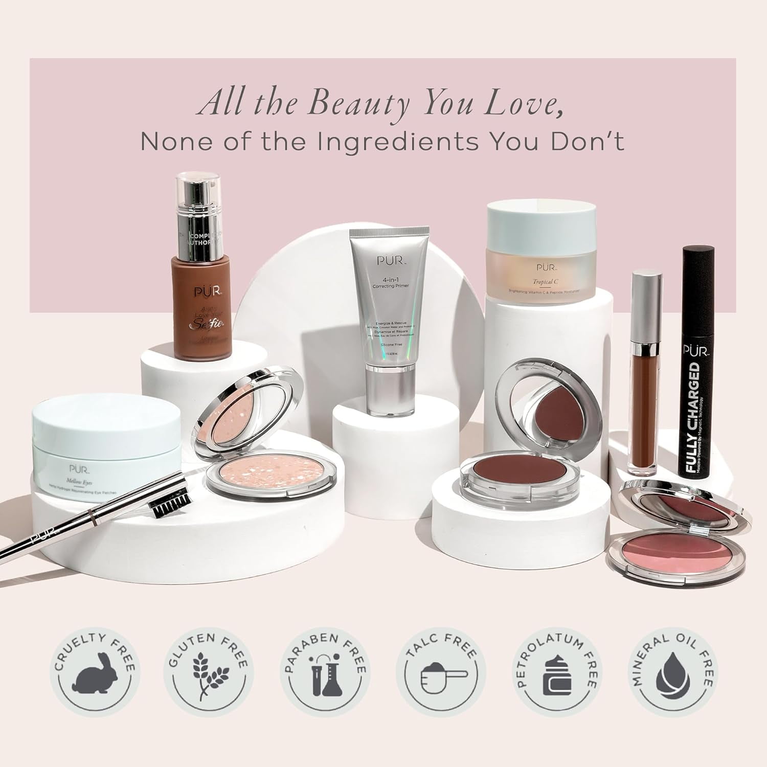 PÜR MINERALS 4-in-1 Love Your Selfie Longwear Foundation & Concealer Full Coverage, Hydrating Formula, Cruelty Free, 1.7 F. Oz.,Ivory Beige/Mp1