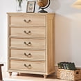 thumbnail image 7 of 5 Drawer Dresser, Wood Chest of Drawers for Bedroom, Vintage Storage Cabinet Dresser Unit with Antique Bronze Handles for Living Room, Closet,Hallway, 7 of 7