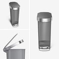 thumbnail image 2 of simplehuman 10.6 Gallon Trash Can, Slim Kitchen Step Trash Can with Liner Rim, Grey Plastic, 2 of 2