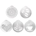 thumbnail image 1 of 5-Piece Set Novel Stainless Steel Coffee Flower Drawing Mould Portable Coffee Milk Bubble Spray Printing Templates, 1 of 4