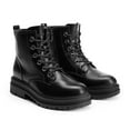 thumbnail image 4 of BURUDANI Women Ankle Combat Boots Lace-up Fashion Soft Flat Booties Black Size 5, 4 of 7