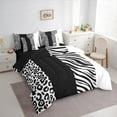 thumbnail image 3 of Manfei Abstract Zebra Print 7-Piece Twin Bedding Sets,Cheetah Pattern Bedding Comforter Set,White Black Stripes Sheet Sets For Children,Microfiber Bedroom Decor Reversible, 3 of 8