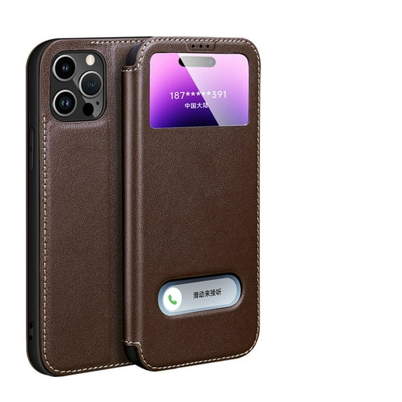 Dteck for iPhone 12/12 Pro 6.1" 2020 Flip Case, Premium PU Leather Anti-Fingerprint Case with Kickstand Shockproof Protective Case for iPhone 12/12 Pro Women Men, Brown