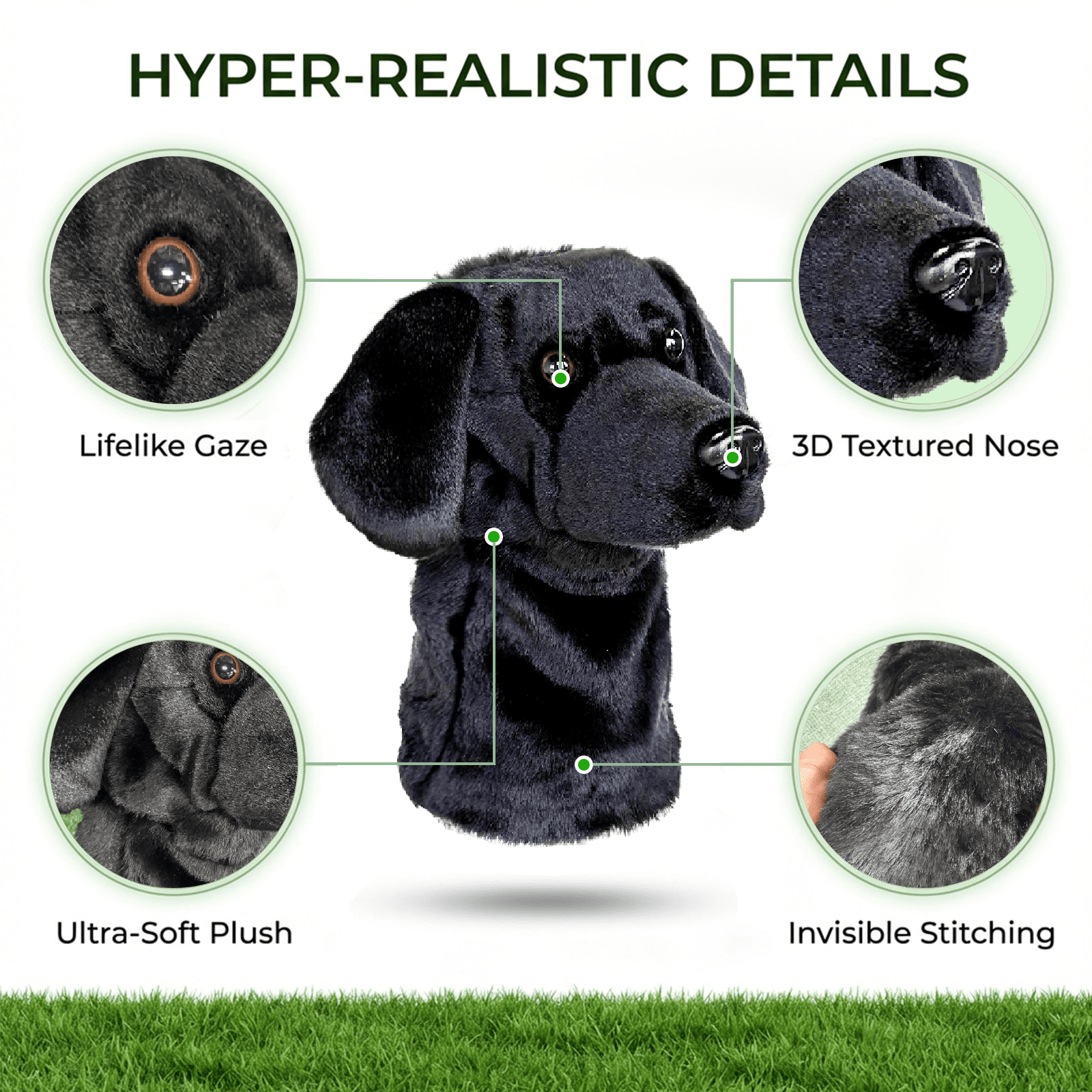 Black Lab Golf Club Headcover, Dog Golf Driver & Woods Club Cover, Black Dog Golf Head Cover