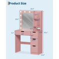 thumbnail image 2 of Modern Vanity Desk with Mirror, Power Outlet, 4 Drawer & Three Level Storage, Adjustable Lighting Modes, Makeup Table for Bedroom, 2 of 7