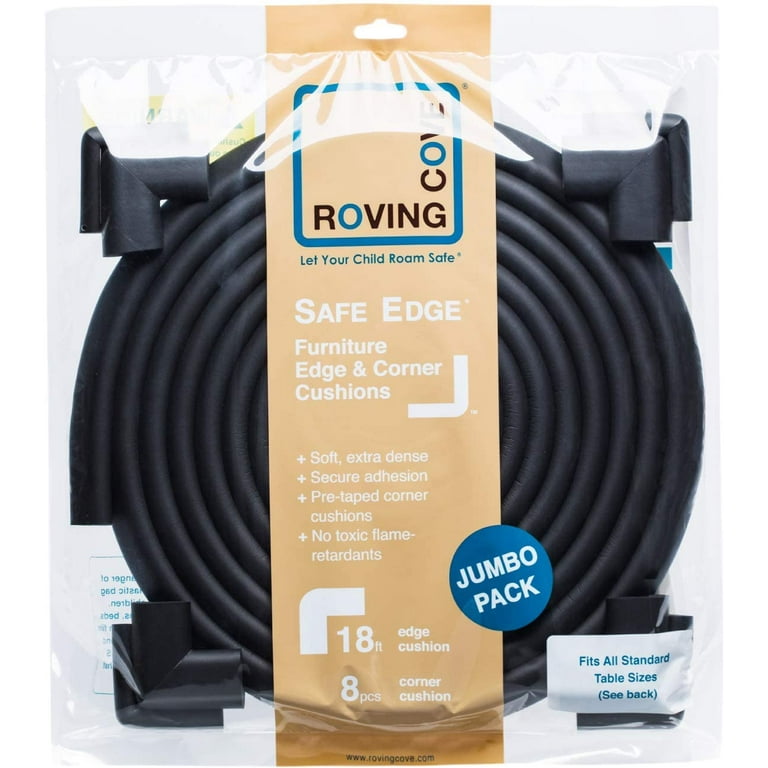 Roving Cove Edge Corner Protector Baby Proofing (Large 18ft Edge 8  Corners), Hefty-Fit Heavy-Duty, Soft NBR Rubber Foam, Furniture Fireplace  Safety