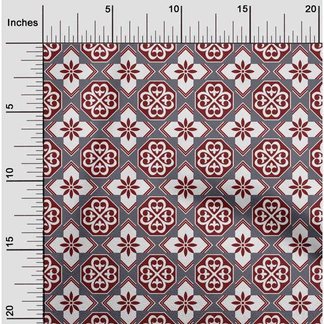 oneOone Viscose Jersey Gray Fabric Floral & Tiles Moroccan Sewing Craft Projects Fabric Prints By Meter 60 Inch Wide