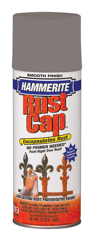 Hammerite Rust Cap Smooth Gray Enamel Finish Spray 12 oz. - Walmart.com