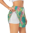thumbnail image 3 of Lsque Colorful Palm Leaves Printed Women's Running Shorts with Liner Pockets,Elastic Quick Dry Workout Athletic Gym Yoga Shorts,Womens High Waist Shorts-Medium, 3 of 9