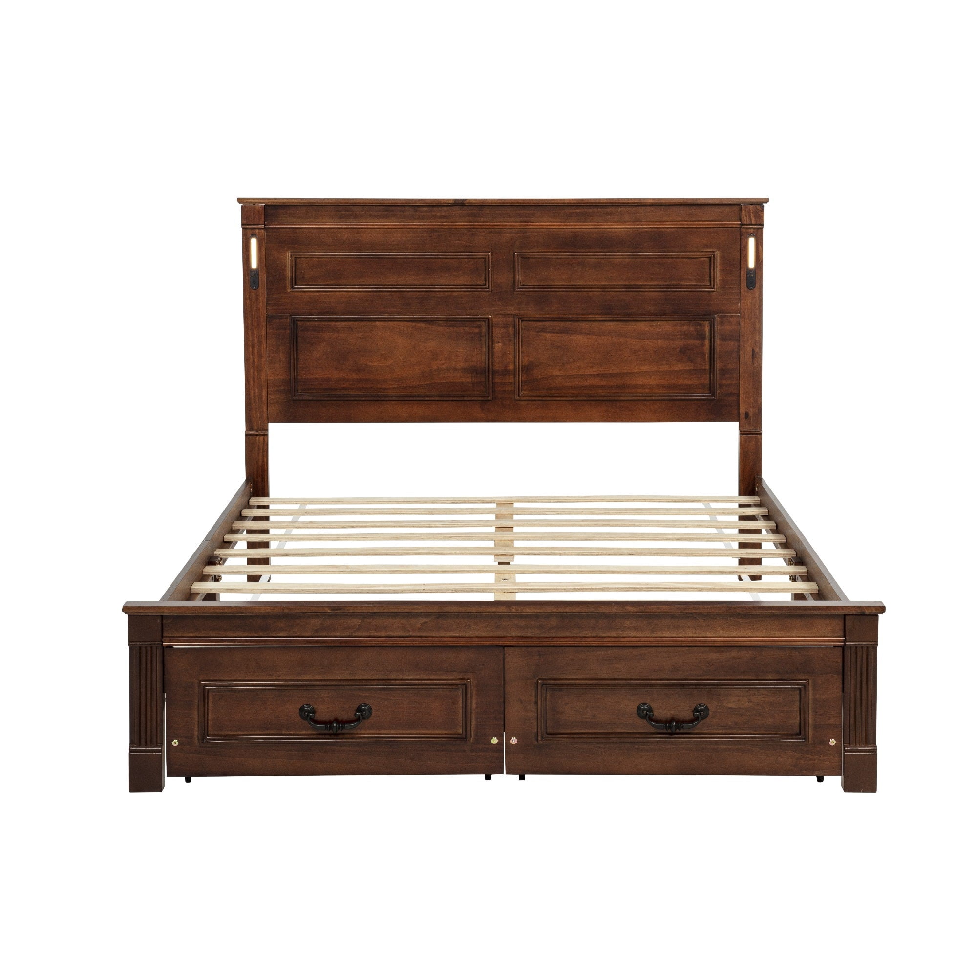 Sailvan Bed with 2 Storage Drawers, Built-in LED Lights, USB Charging Station
