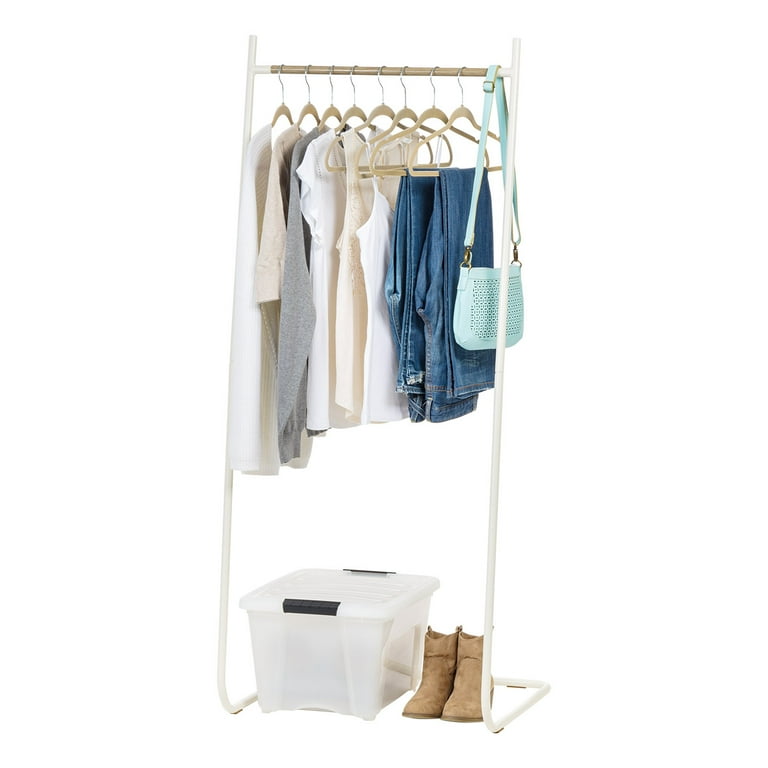 IRIS USA Free Standing Clothing Rack Metal Garment Rack White