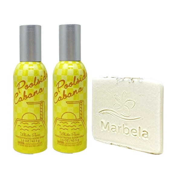 Bath & Body Works Poolside Cabana 2 Pack Concentrated Room Spray Value Pack with a Marbela Natural Oats Sample Soap
