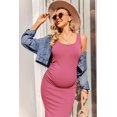 thumbnail image 3 of Ekouaer Women Tank Maternity Dress Sleeveless Ribbed Pregnancy Dresses Round Neck Pregnant Loungewear, 3 of 5