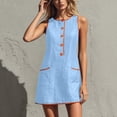 thumbnail image 2 of Bxsruta Womens Summer Dress Casual Sleeveless Sundress Button Front Mini Tunic Dresses with Pockets, 2 of 7