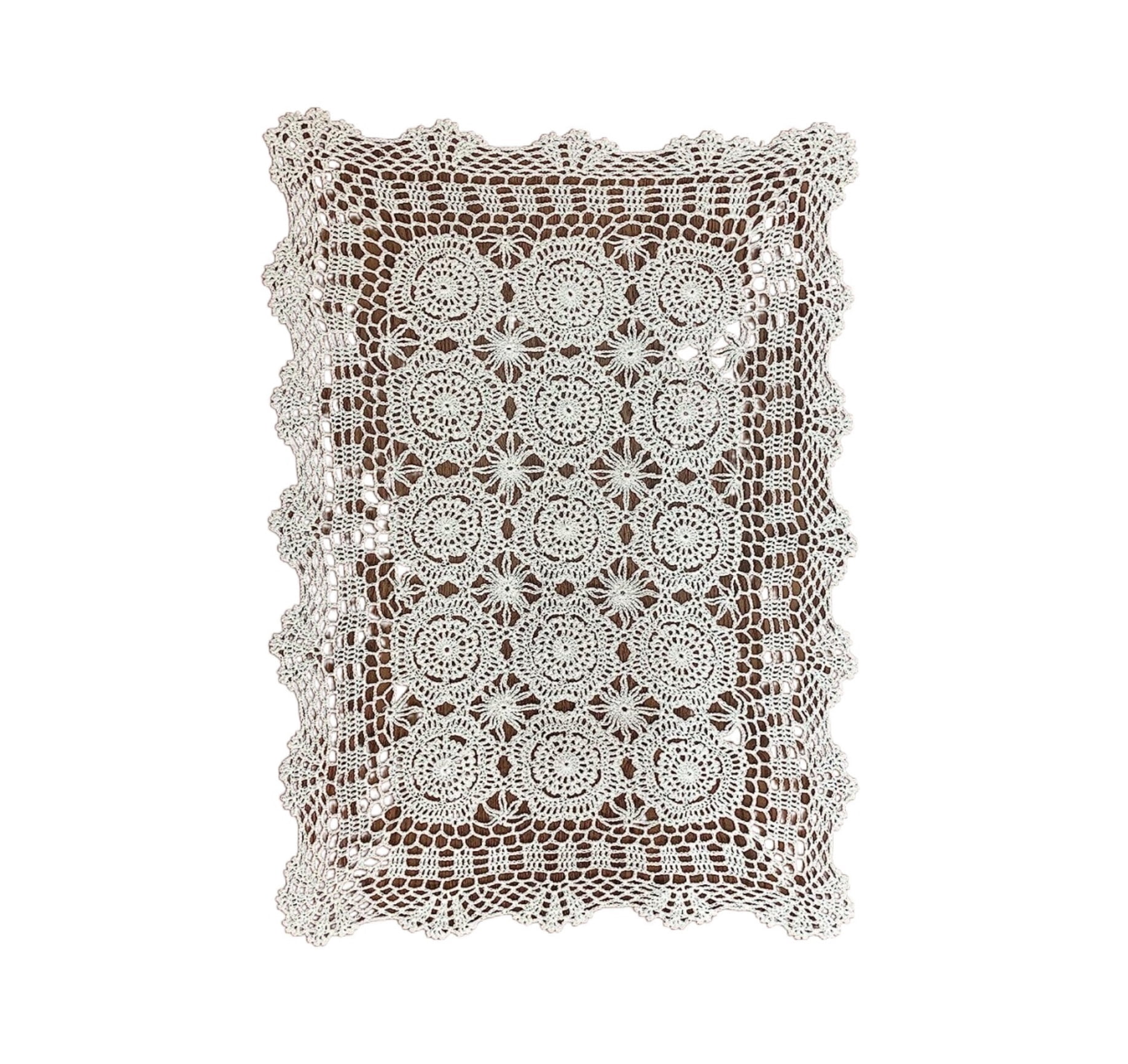 Rectangular Cotton Handwork Crochet Lace Table Runner Cloth Doilies, Table Centerpieces for Dining Room