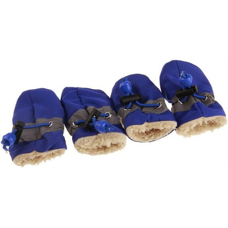 Pet Boots 4Pcs/Set Dog Cat Winter Warm Rain Boots Protective Pet Sports Anti-Slip Shoes Pet Boots Warm Blue 7