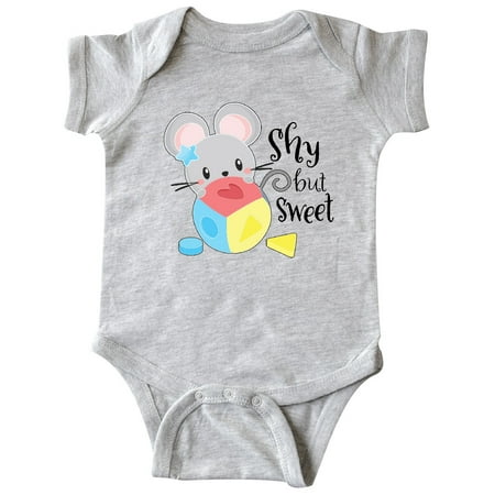 

Inktastic Shy but Sweet Cute Mouse with Toy Block Gift Baby Boy or Baby Girl Bodysuit
