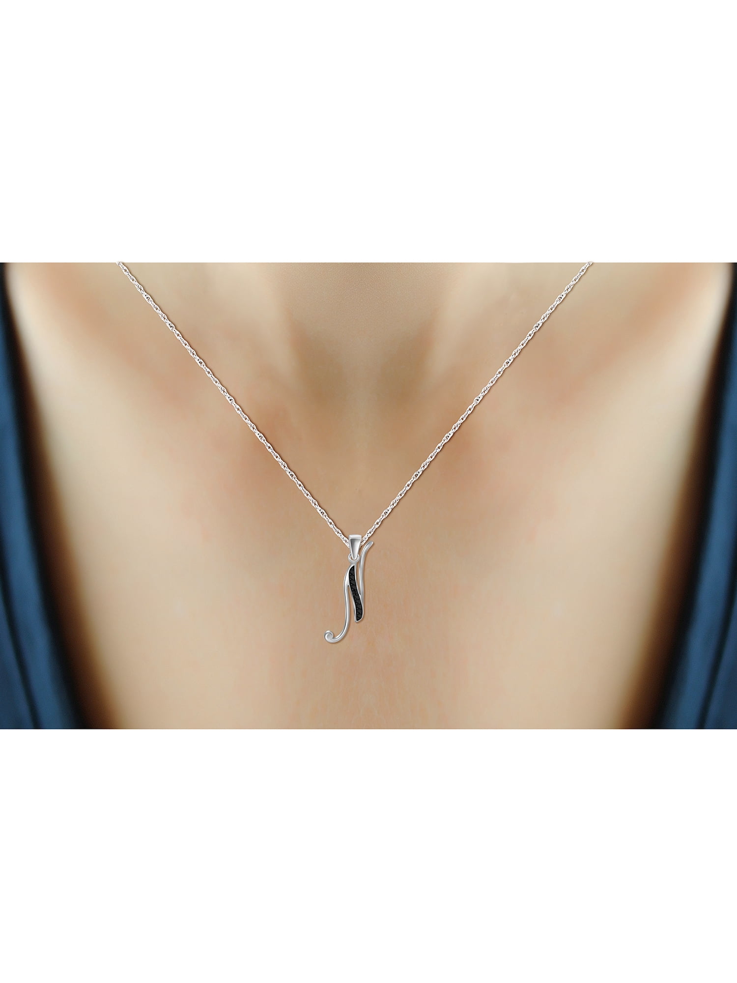 JewelersClub Black Diamond Accent Sterling Silver A TO Z Initial Pendant, 18"