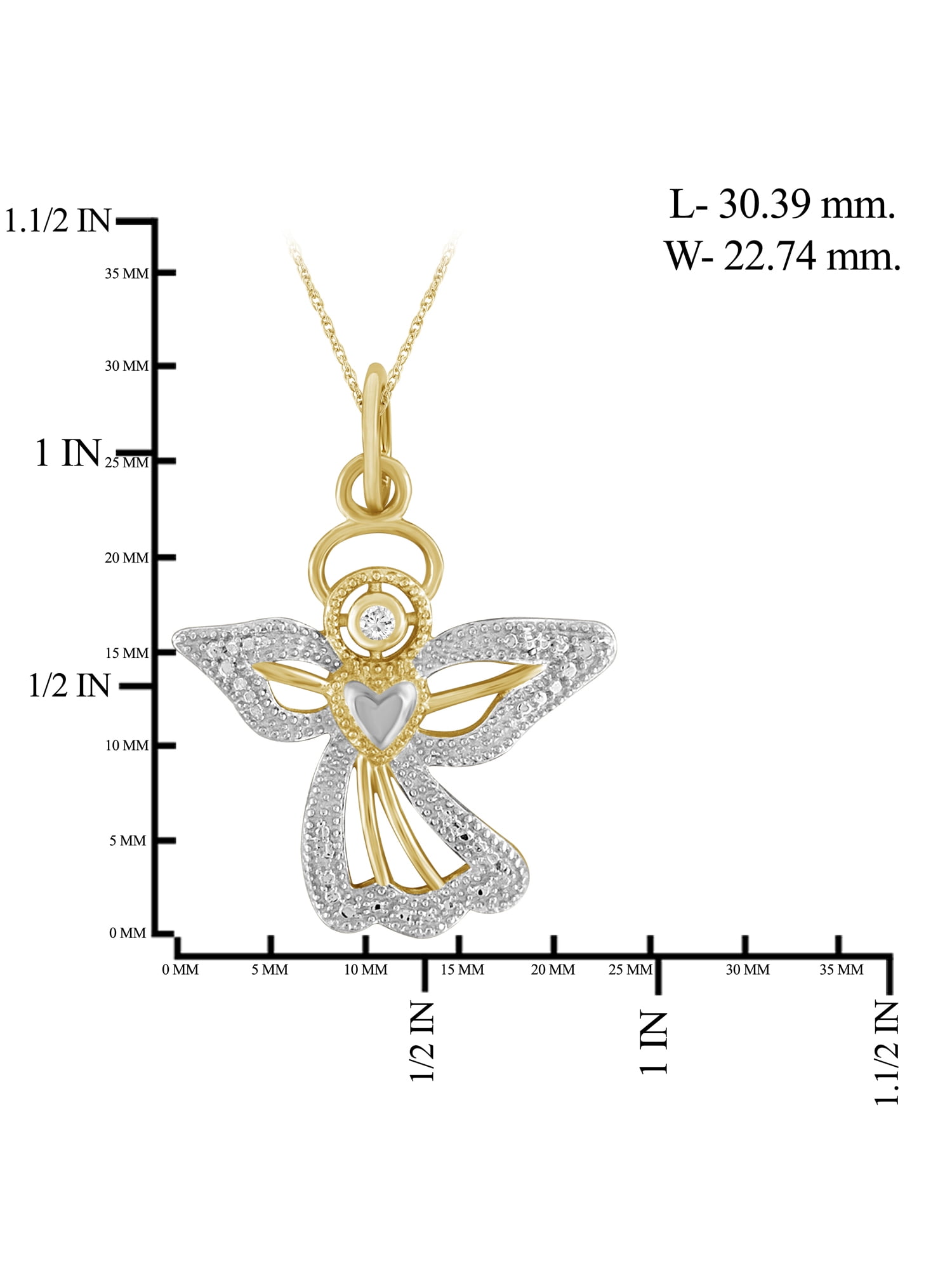 Silver Chain Necklace for Women – 14K Gold Plated Silver Angel Necklace with Sparkling Genuine Accent White Diamonds – Chic, Stunning Silver Statement Necklace Gifts by JewelersClub