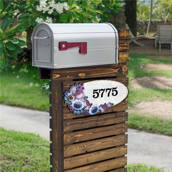 12 in. Floral Boquete Wooden House Number Sign Decor