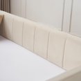 thumbnail image 5 of Twin Size Daybed Velvet Upholstered Tufted Sofa Bed with Pop Up Trundle, Armrests, Pocket, USB, Modern Day Bed Frame with Wooden Salts, Box Spring Required, for Living Room, Bedroom, Beige, 5 of 9